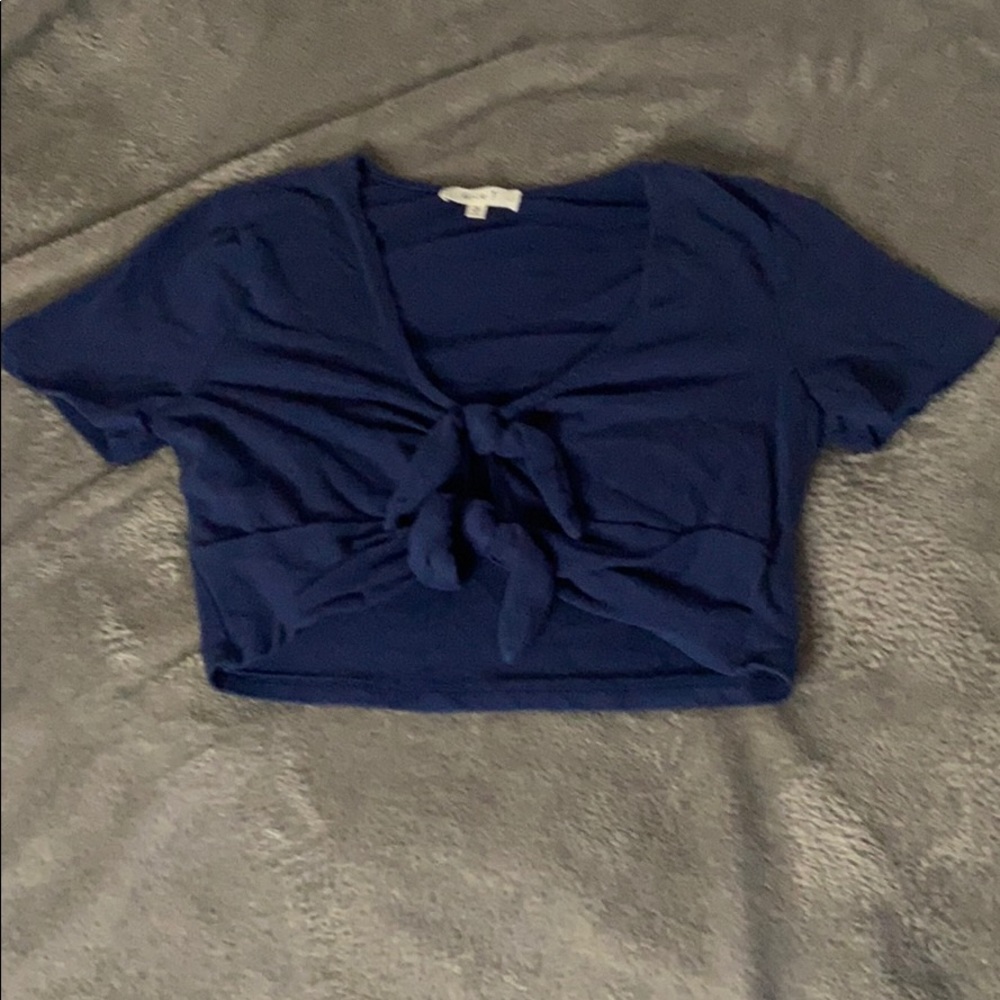 Navy Blue Crop Top with Two Bows in The Middle
